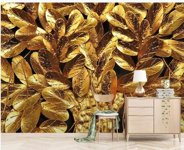 

сусальное золото тв фон украшение стен живопись 3d фрески обои для гостиной