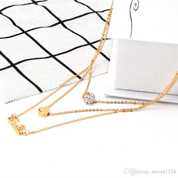 

new arrival jewelry set gold color three layers chain smile face pendant necklace earring set for women, Silver