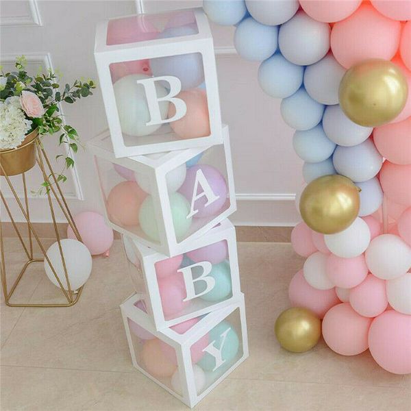 

4 pcs transparent box diy letter balloon baby birthday balloons decorations baby shower party baloon years birthday