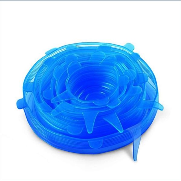 

6pcs set silicone stretch suction pot lids food grade fresh keeping wrap seal lid pan cover 4 color nice kitchen accessories ing