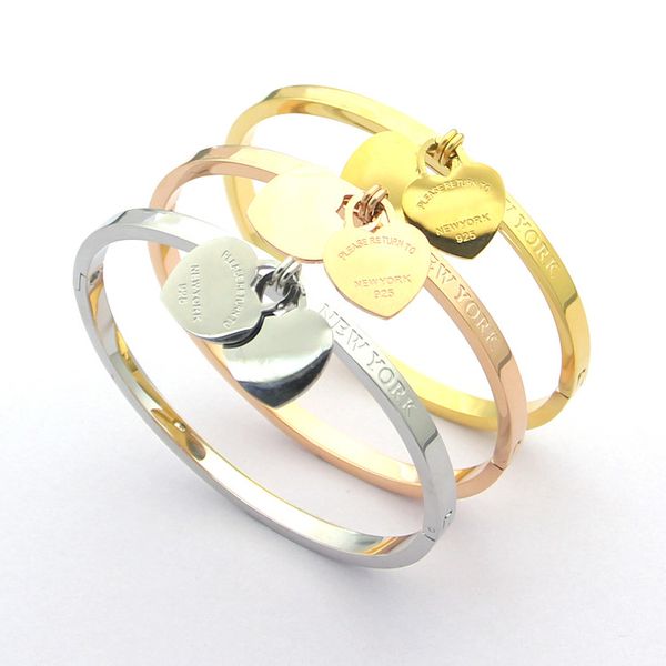 

2020 качество пятое поколение 18 карат золото титан стальной браслет мода классический пара в форме сердца браслет для пар подарок, Black