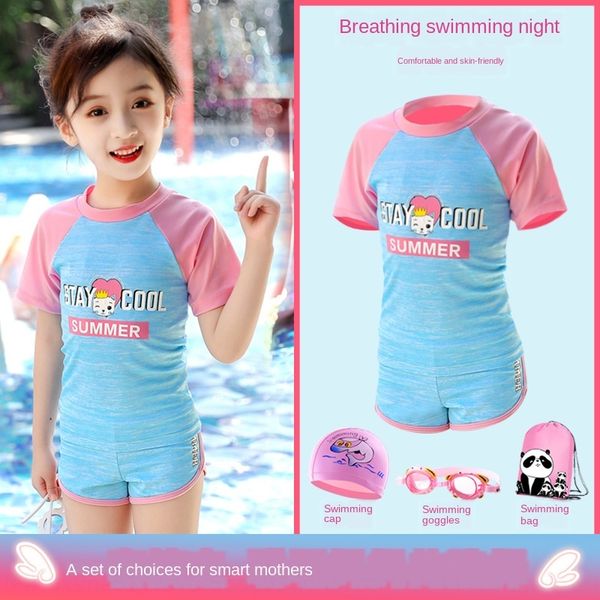 

children's women's split sports girl's baby's middle and large swimsuit children's cute swimsuit princess spring gi, White;black