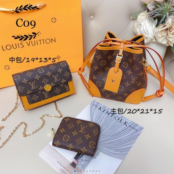 

new 2020 ladies messenger bag large capacity three-piece ladies bucket bag wild fashion messenger bags mobile phonebag portable messengerbag