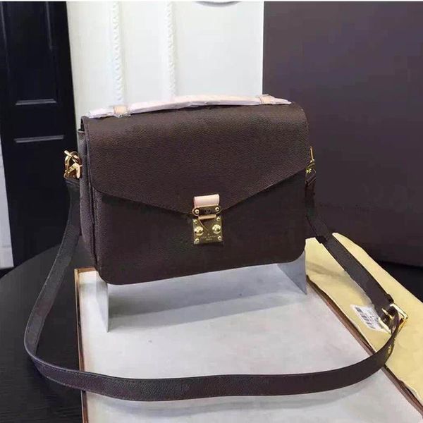 Saco de mensageiro clássico elegante de mulheres de alta qualidade 25cm de couro genuíno ombro cruz corpo senhora casual tote 40780