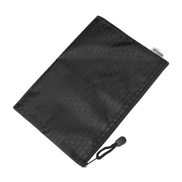

black nylon hex pattern document bag zippered a4 paper pouch
