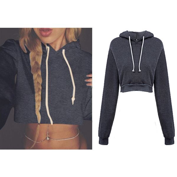 

women hooded sweatshirt loose pullover long sleeve brief paragraph cute contrast hooded sweatshirt short 2019 hoodie, Black
