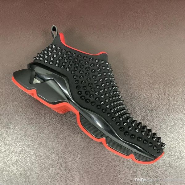 

New kry tal pike ock donna flat neoprene neaker de igner luxury men red bottom hoe women rivet piky ock junior