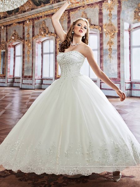 

grace ivory tulle strapless beads ball gown wedding dresses bridal pageant dresses wedding attire dresses custom size 2-16 kf1127164, White