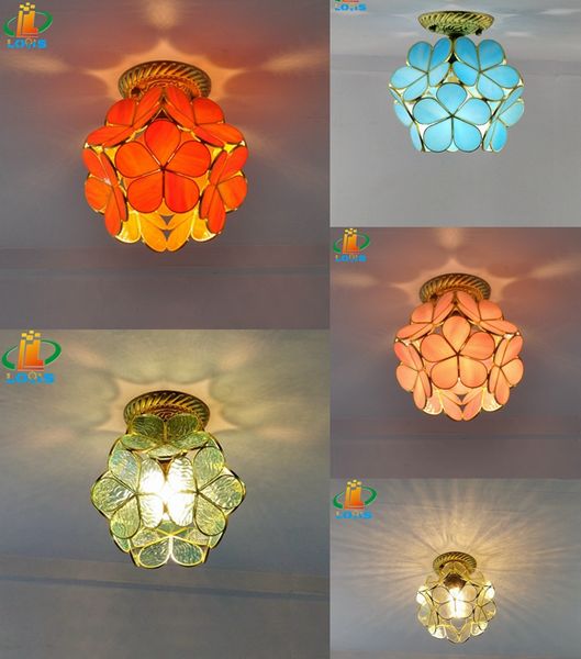 

nordic glass petal lamp rural entrance children's room porch corridor float window all copper small ceiling lamp