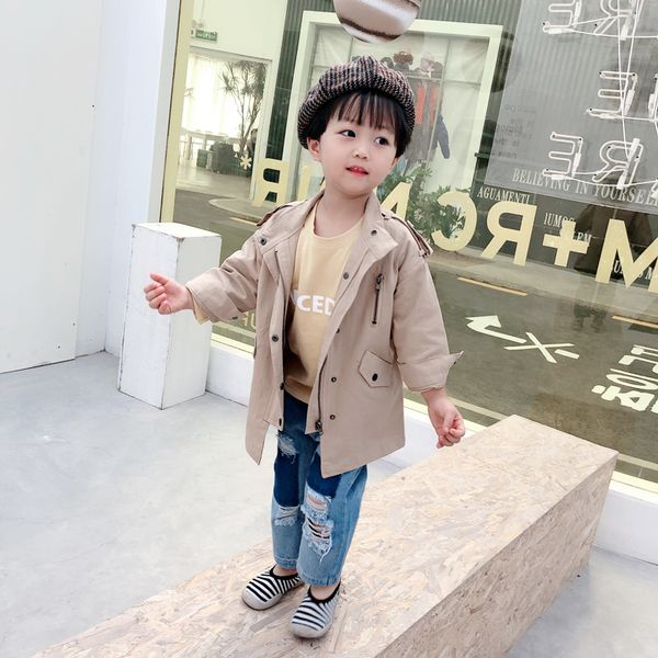 

girls boys windbreaker coat autumn baby kids long outwear single buckle baby kids coats jacket clothing with pocket and zipper, Camo