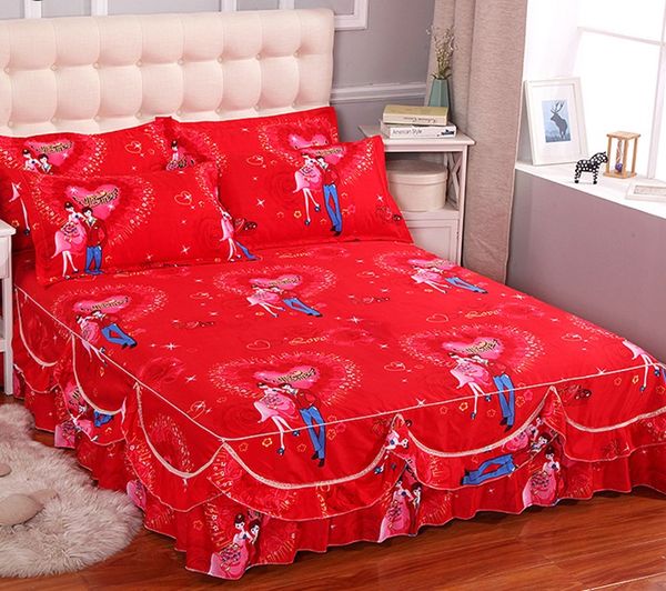 

new fashion bedpread sanding soft no pilling bed skirt double layer ruffle edge fitted bed sheet king queen size home