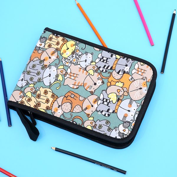 

kawaii cat penal for school pencil case gilrs boys pen box large 36/48 holes pencilcase korean bag canvas cartridge stationery