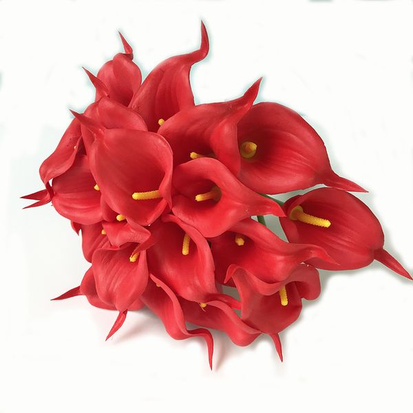 

10pcs simulation calla lily artificial flower pu real home decoration flowers wedding party bouquet decorative flowers
