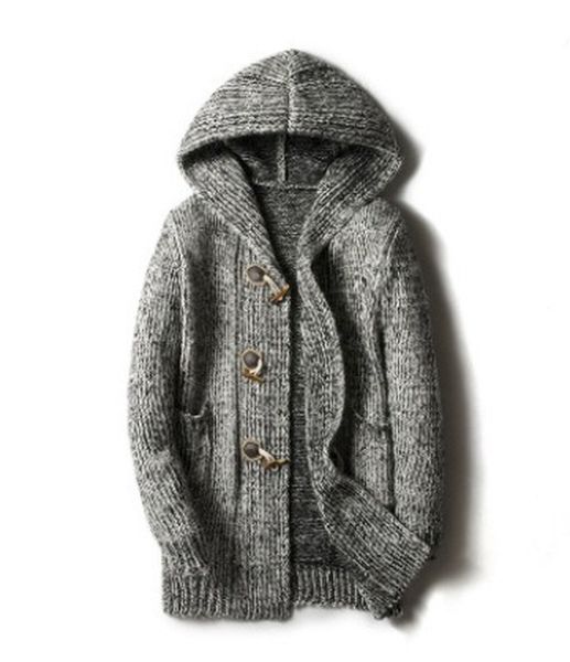 

men's sweaters mens atumn winter long coat casual plus size hooded jacket male sweater cardigans single breasted solid coats, White;black