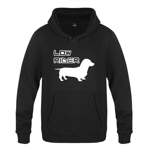 

low rider - dachshund wiener dog creative sweatshirts men 2018 mens hooded fleece pullover hoodies, Black