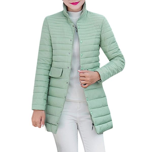 

casaco feminino kurtka damska winter coat women stand collar winter solid print button pocket long sleeve coat veste, Black