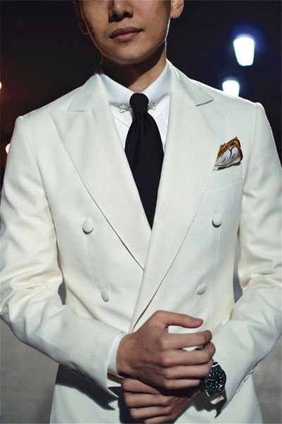 

popular double-breasted groomsmen peak lapel groom tuxedos groomsmen man suit mens wedding suits bridegroom (jacket+pants+tie) b05, Black;gray