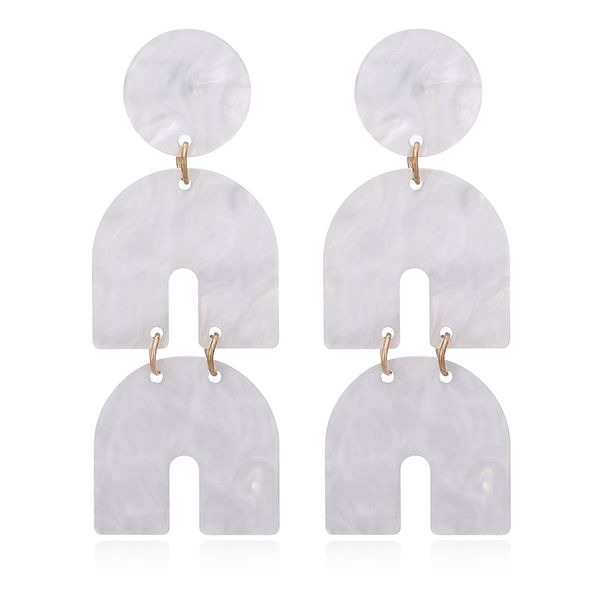 

europe and the united states popular exaggerated new jewelry personality temperament long horseshoe shaped acrylic earrings, Golden;silver