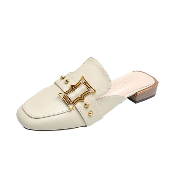 

low heel studded shoes block heels for women mules 2020 summer womens shoes size 42 summer mule women buckle slip on pumps, Black