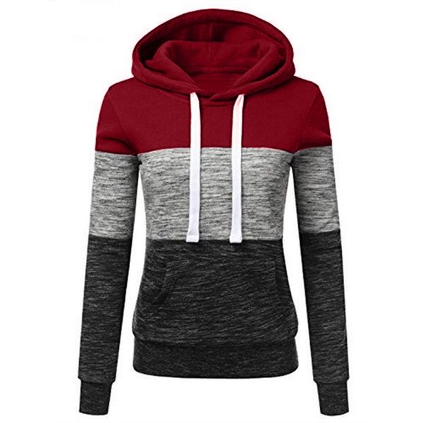 

autumn women harajuku patchwork hoodie sweatshirt casual female long sleeve hooed pullover tracksuits hoody moletom, Black