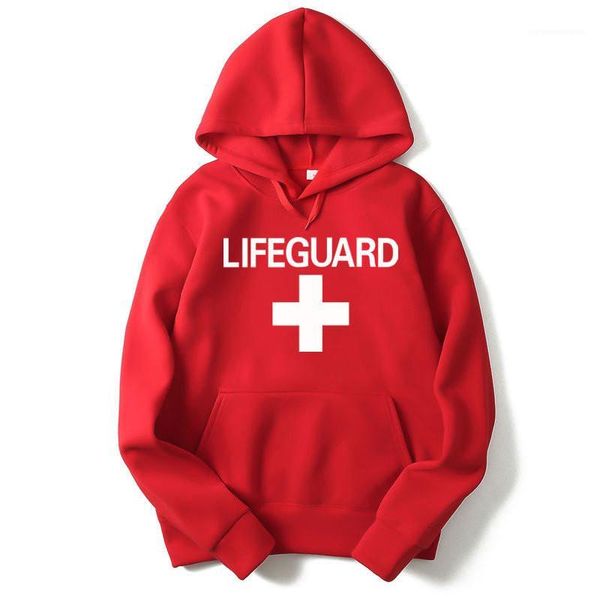 

color long sleeve crew neck hooded sweatshirts fashion couples clothing lifeguard printed mens hoodies designer solid, Black