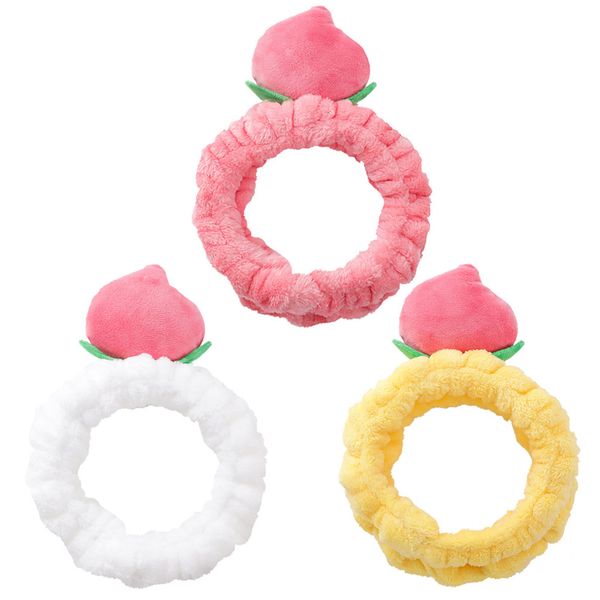 

popular peach plush headband cute peach face wash makeup headband hair accessories women simple hair tool, Black;brown