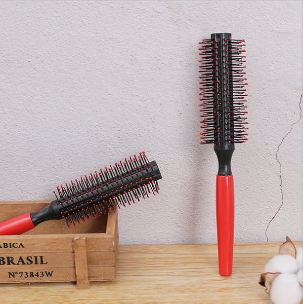 

1 set comb hair brush professional portable protective curly comb round wood handle anti-static 1 set, Silver