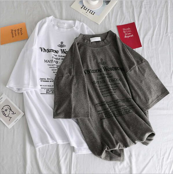

womens designer t-shirt 2020 summer new fashion letter casual loose t-shirt, White