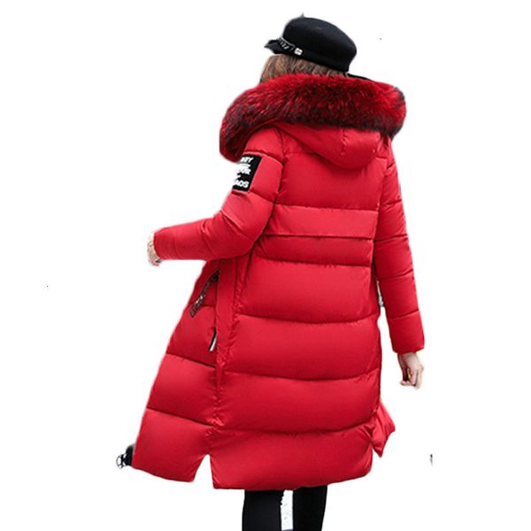 

plus size new women long jackets padded-cotton coats winter hooded warm wadded female parkas fur collar outerwear d492, Black
