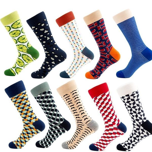 Bunte Crew-Socken für Herren, Calcetines Divertidos, verschleißfeste Socken, atmungsaktiv, Fahrradfahren, glückliche Socken, 2 Stück = 1 Paar