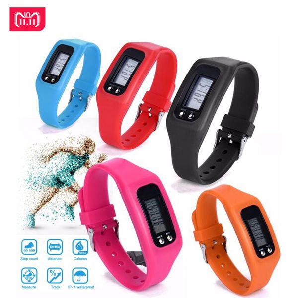 

digital lcd pedometer run step walking distance calorie counter watch bracelet, Slivery;brown