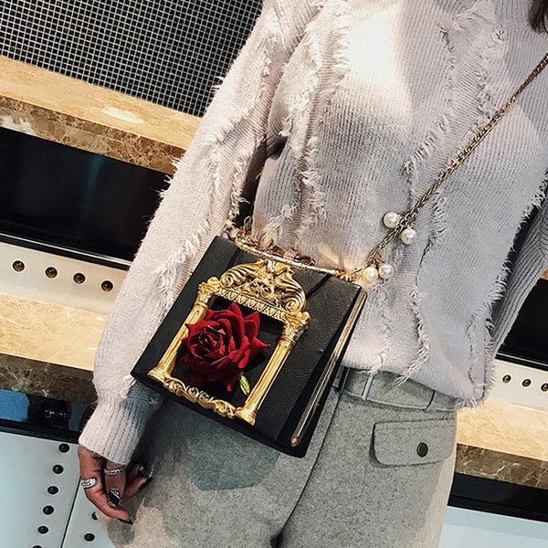 

new arrival women shoulder bag rose detachable metal chain crossbody bag handbag for shopping