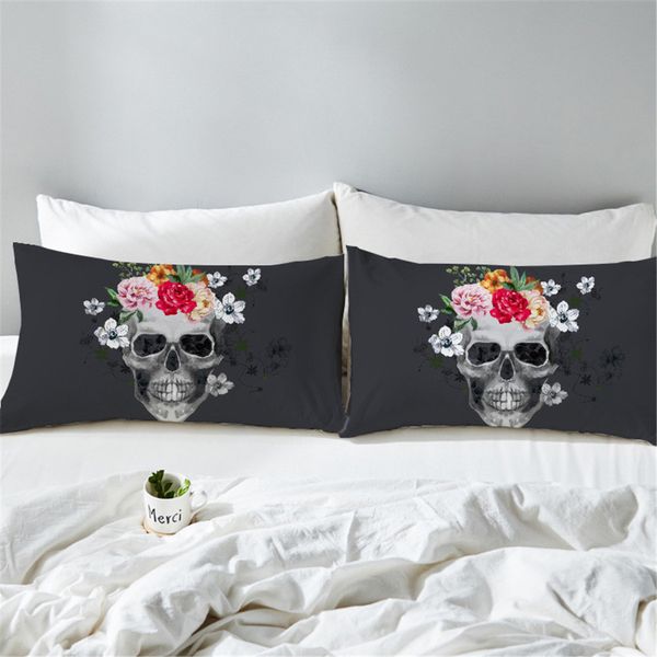 

skull flowers pillow case l home textiles pillows cases cover room pillowcase bedding decorative bedroom pillowcases covers