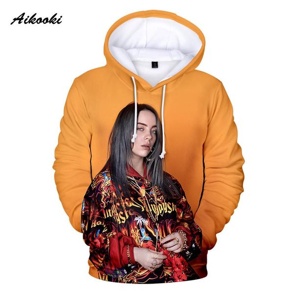 

aikooki billie eilish hoodies men women hoodie billie eilish hoody mens singers sweatshirts polluver autumn winter sportwear top, Black