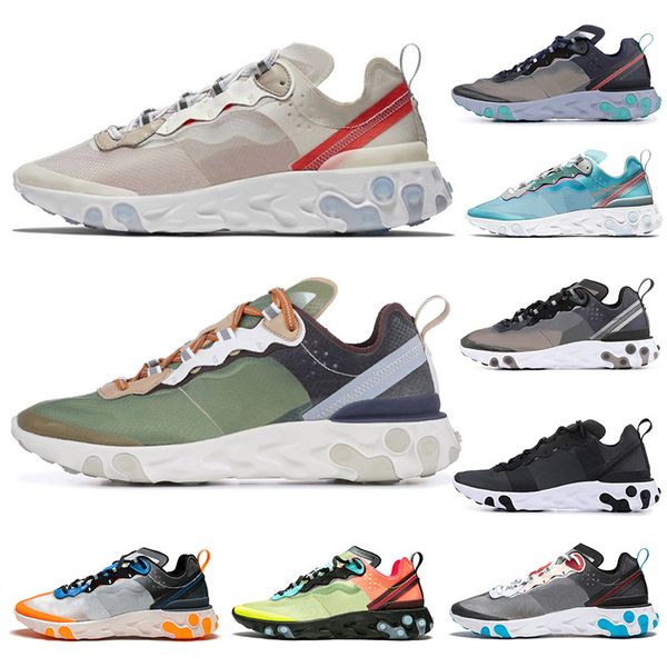 

mens trainers react element 87 running shoes womens top quality FULL BLACK triple white sail OLT RACER PINK total orange Anthracite sneakers