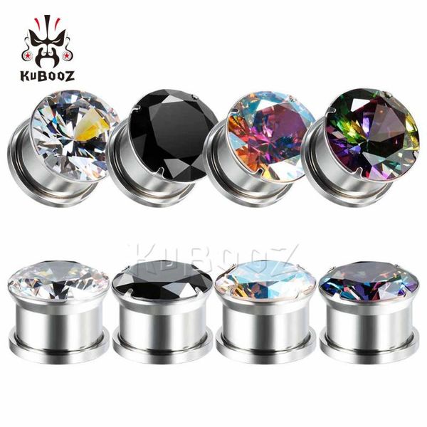 

циркон уха винт пронзительный заглушки туннели из нержавеющей стали серьги тоннели уха gagues тела способа подарка ювелирных изделий для жен, Slivery;golden