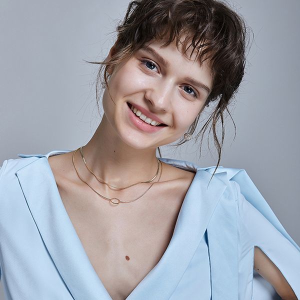 

2019 korean new geometric circle double layer choker wide chain necklaces for women girls party gifts simple jewelry wholesale, Silver
