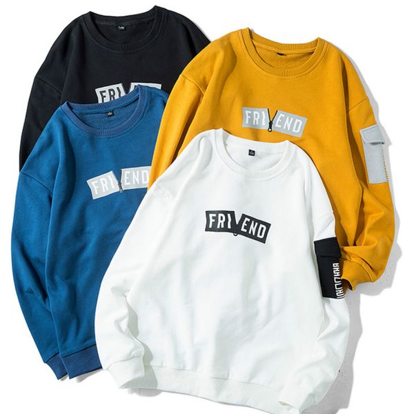 

2020 моды толстовки streetwear hip hop толстовка мужская толстовка мужской японская весна brand new solid color толстовка с длинным рукавом, Black