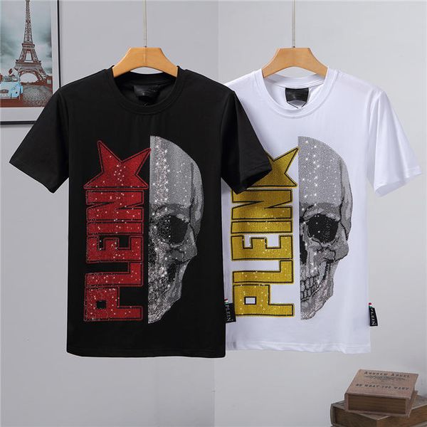 

2019 printing philip solid color t-shirt fashion casual fitness cool o-neck men's bear t-shirt summer short-sleeved men's clothing, White;black