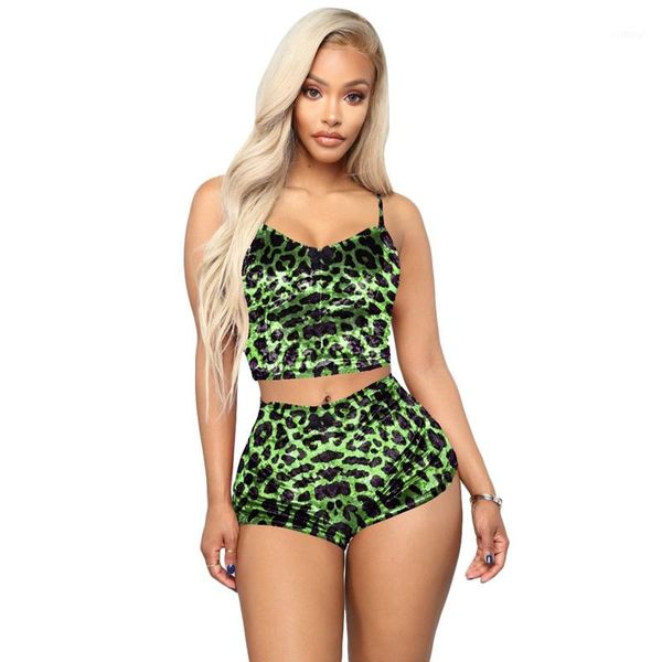 

леопардовый sexy two piece set summer tracksuit 2020 спагетти ремень velvet crop top и шорты комплект женщин 2 шт клуб outfits1, White