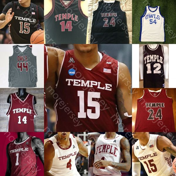 Camisa de basquete Temple Owls personalizada NCAA College Nate Pierre-Louis Quinton Rose Alani Moore II De'Vondre Perry J.P. Moorman II Jones Moore