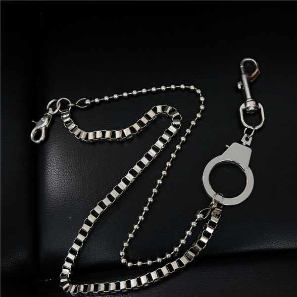 

europen американский панк симуляторы наручники мужчины брюки chain double layer rock hiphop брюки талия цепи, Silver