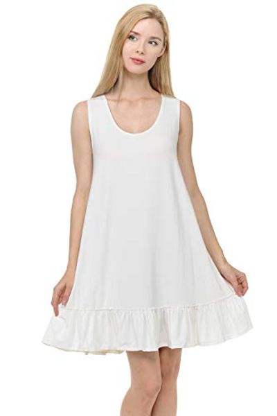 

iconic luxe women's solid tank dress with ruffled hem, Black;gray
