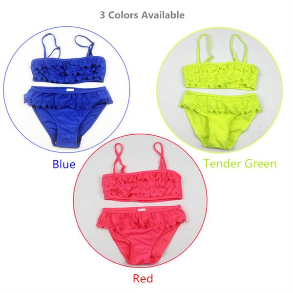 

baby girls swimwear 2 pieces bikini 8-16y kids tankini children swimming wear bathing suit with lace two piece swimsuit tankini