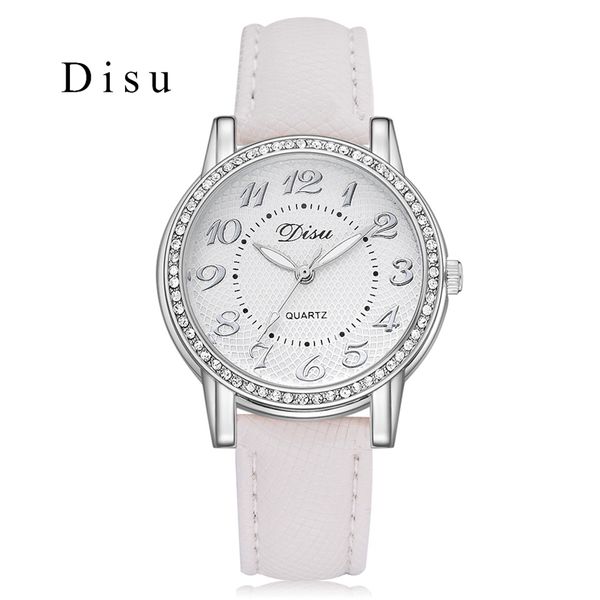 

disu brand women wrist watch fashion silver crystal dress bracelet white clock gift watch luxury ladies sport creative watches, Slivery;brown