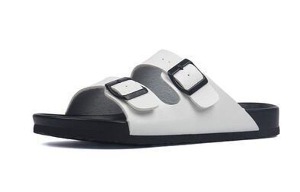 

summer man slippers sandals 2019 new men casual beach double buckle slip on slides shoe flat white black silver 35-45