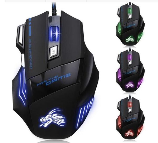 

professional wired gaming mouse 7 button 5500 dpi led optical usb wired computer mouse mice cable mouse dhl fast