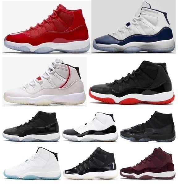 

quality 11 11s cap and gown bred concords basketball shoes men women high space jam 45 gym red 72-10 sneakers with box