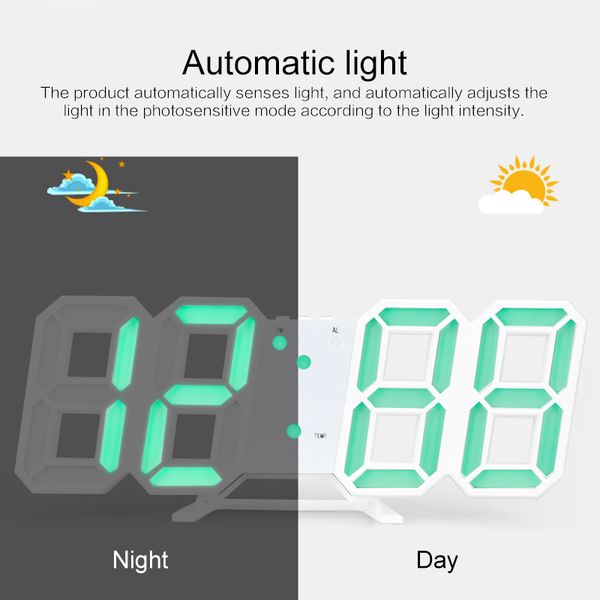 

3d led digital clock snooze bedroom desk alarm clocks hanging wall clock calendar home decor gift