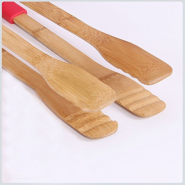 

quality bamboo bread kitchen tongs food bbq tool wooden clamp food clip home decorative